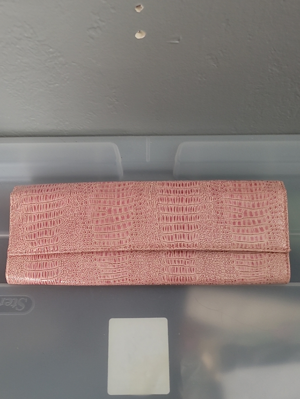 Pink Croc-Embossed Clutch Wallet - Women Bags
